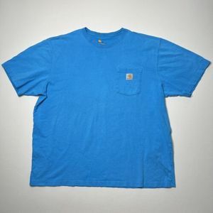 Carhartt Mens Shirt 2XL XXL Bright Light Blue Original Fit Logo Pocket Tee